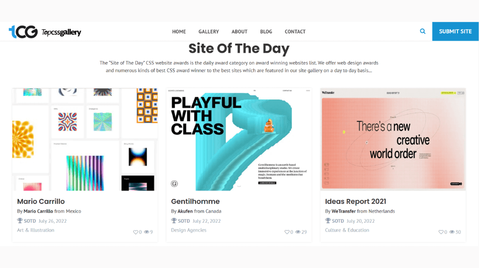 Top CSS Gallery - Web design inspiration
